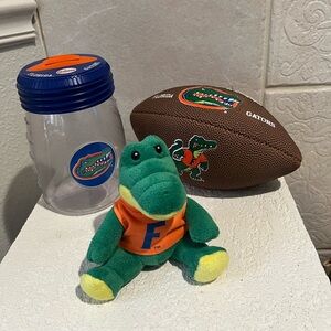 UF gator gift set mini Wilson NCAA football, coin bank, gator college mascot